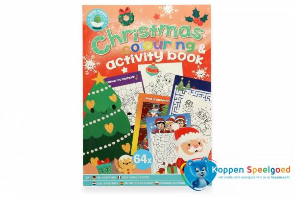 Kerstmis kleur- en activiteitenboek A4, 64 pagina’s