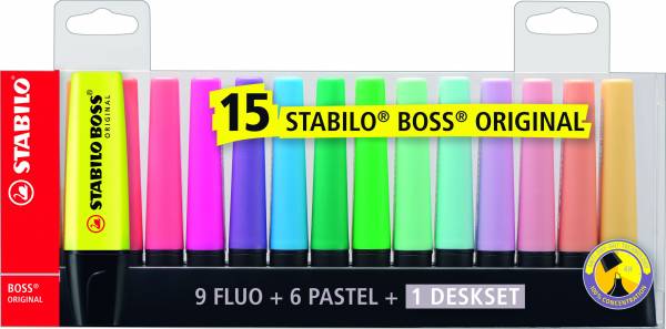 Markeerstiften Stabilo Boss Fluor/Pastel: 15 stuks (7015-01-5)