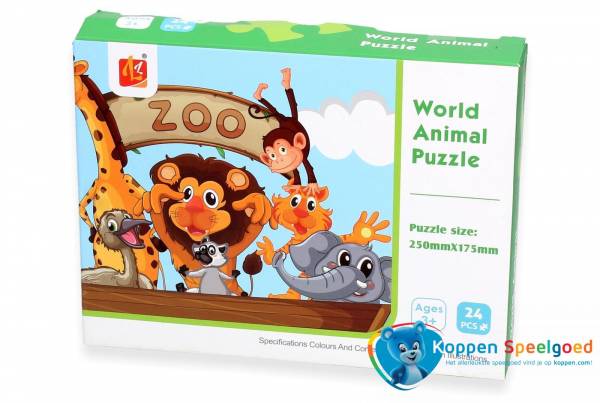 Puzzel wilde dieren 24 stukjes, karton