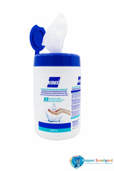 Konix Hygienic hand &amp; skin cleaning wipes, pot 100 st