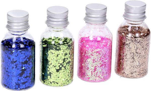Glitters in fles, 4 kleuren