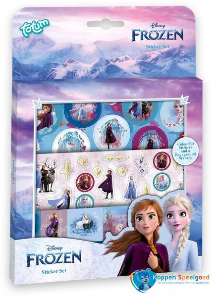 Totum Frozen 2 stickerset, 3 vellen en kartonnen achtergrond