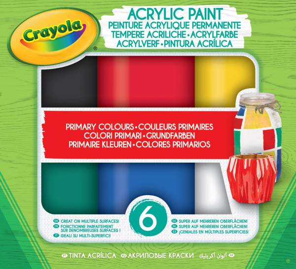 Acryl verf Primaire tinten Crayola: 6 stuks (54-20 09)