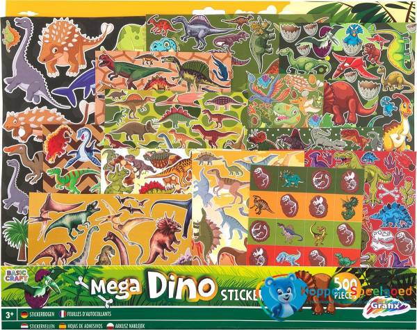 Mega stickerset dino, 500 stickers