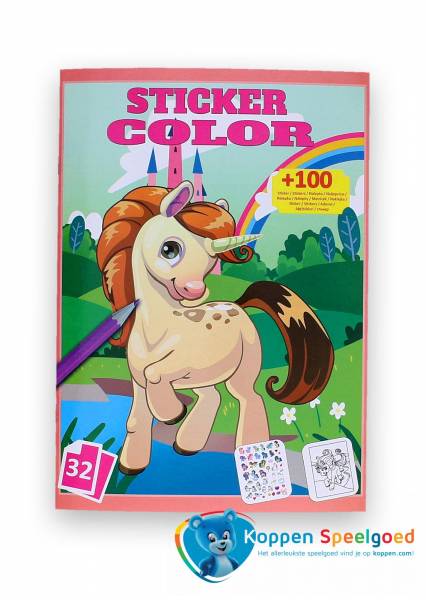 Sticker- kleurboek eenhoorn