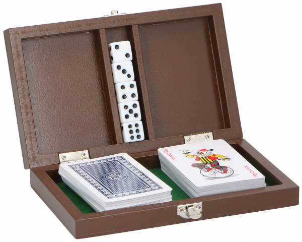 Speelkaarten en 5 dobbelstenen in kistje 18x11x3 cm Kaartspel LifeTime Games
