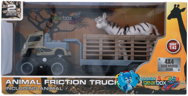 Vrachtwagen met aanhanger en wild dier