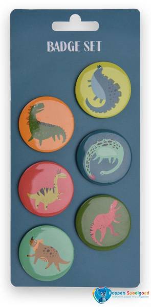Dino button set, 6 stuks