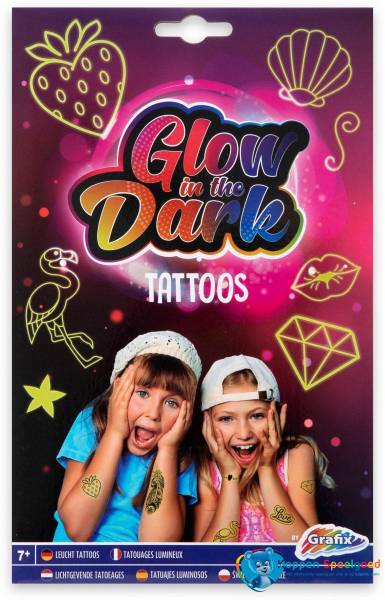 Glow in the dark tattoos roze, 7+