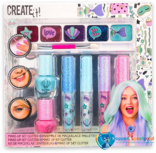 Create it! Make up set met glitter zeemeermin, 6+