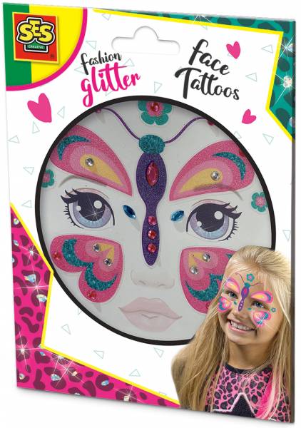Fashion glitter gezicht tattoo`s SES: vlinder (141 48)